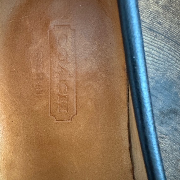 Coach Woman’s 9.5 Black Leather Loafers with Silver Accents - Picture 6 of 13